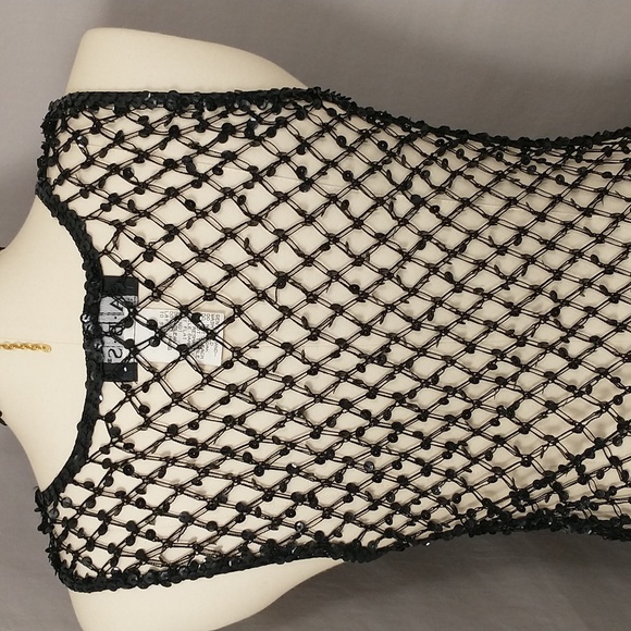 Sexy Sheer Cobweb Sequin Mesh Tank Maxi Dress Slinky See Through Overlay Sparkle - Picture 5 of 12